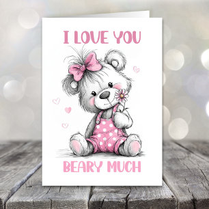 I Love You Beary Much Teddy Bear Valentines Day Holiday Card