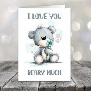 I Love You Beary Much Teddy Bear Valentines Day Holiday Card