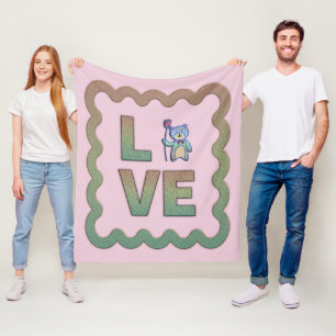 I Love You Beary Very Much Pink Cute Personalise Fleece Blanket