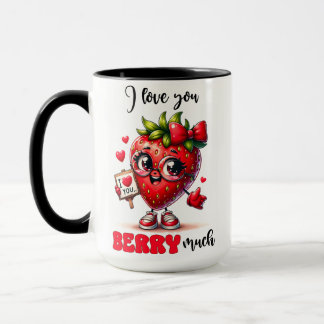 I love you berry much funny strawberry cute gift   mug