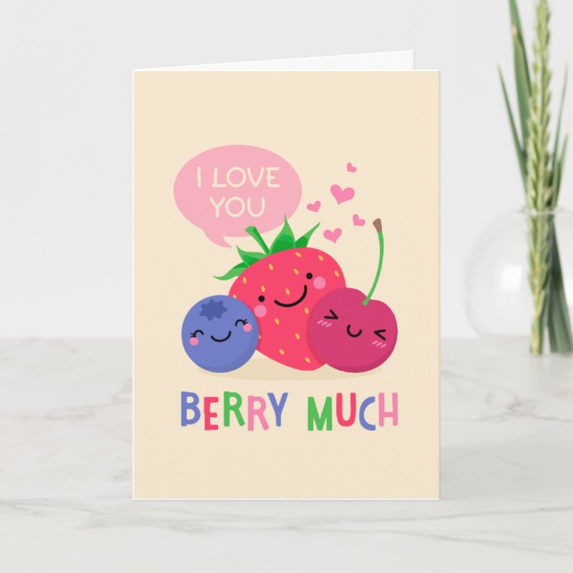 I Love You Berry  Much Funny Valentine's Day Card (Front)