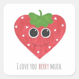 I Love You Berry Much Strawberry Sticker