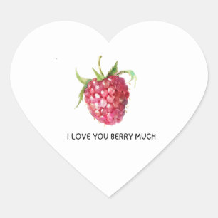 'I Love You Berry Much' Sweet Playful Strawberry Heart Sticker