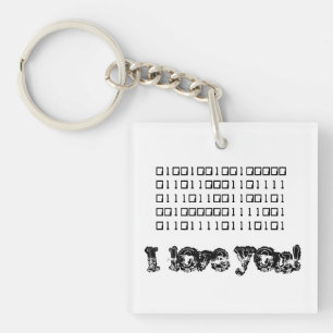 I Love You Binary Key Ring