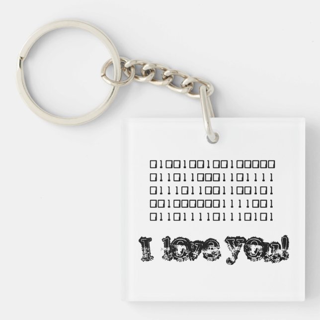 I Love You Binary Key Ring (Front)