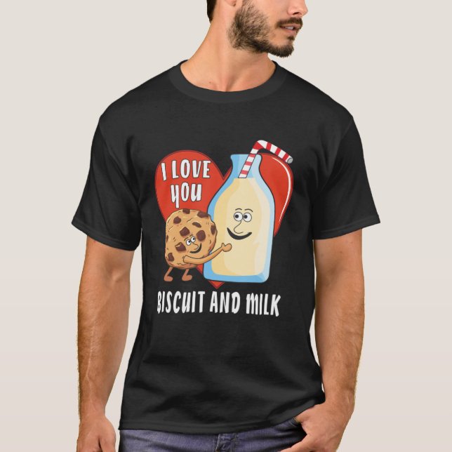I LOVE YOU BISCUIT AND MILK Biscuit Milk Friends T-Shirt (Front)