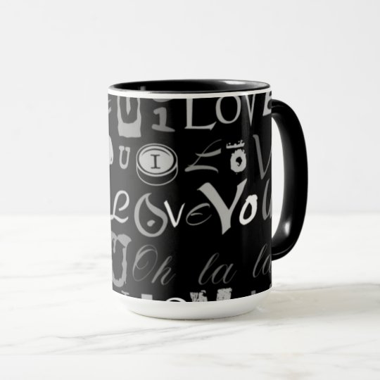 I love you black and white mug