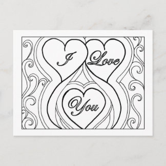 I Love You Black and White Postcard