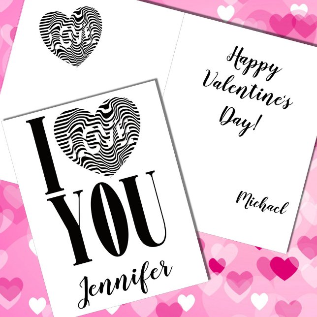 I love you black and white striped heart holiday card (Creator Uploaded)