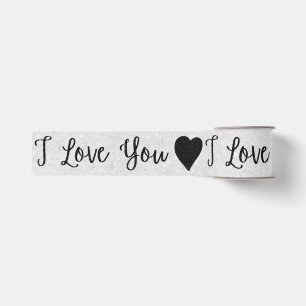 I Love You Black Glitter Valentine's Grosgrain Rib Ribbon