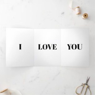 I love you black modern typography custom names Tri-Fold card