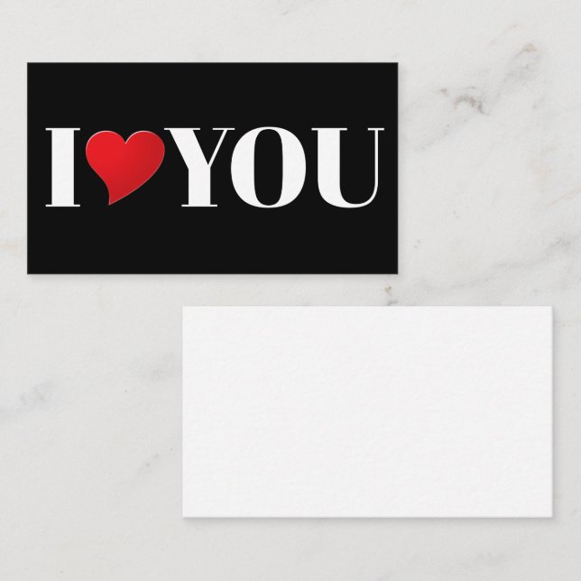 I Love You black red heart modern typography cute Enclosure Card (Front/Back)