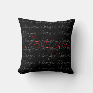 I love you black, white & red cushion