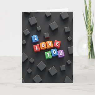 I Love You Block Letter Card