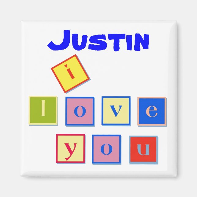 I Love You Block Letters Magnet (Front)