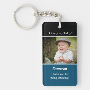 I love you Blue Daddy Custom baby Photo Name  Key Ring