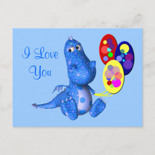I Love You Blue Dragon Balloons Postcard