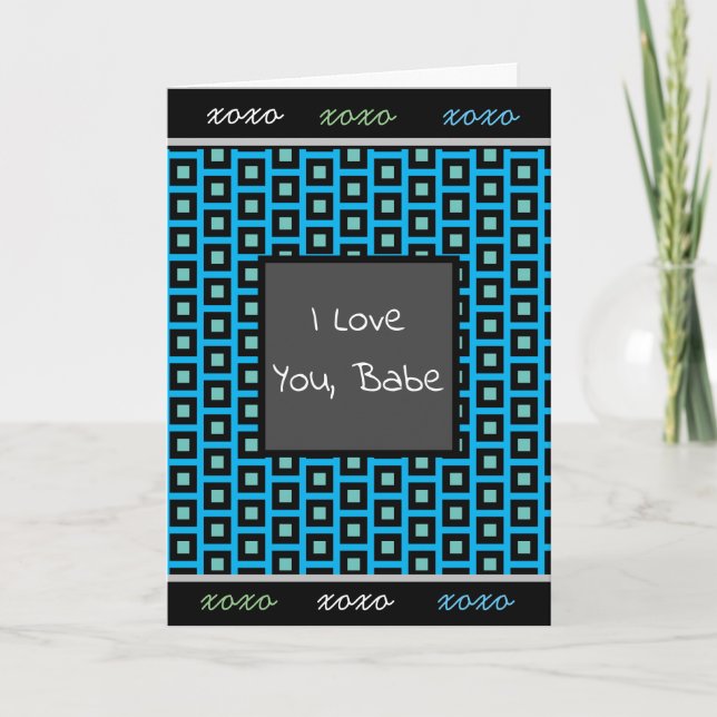'I Love You" Blue, Teal and Black Masculine Card (Front)