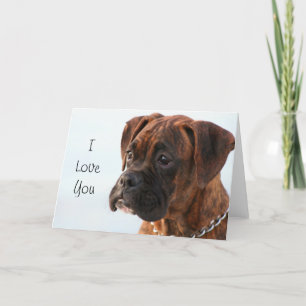 I Love You Boxer Dog greeting card