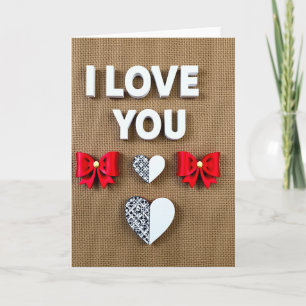 I Love You Burlap Design Card