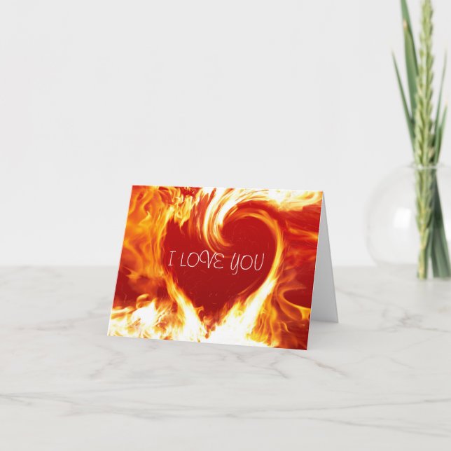 I Love You Burning Heart Card (Front)