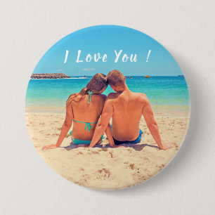 I Love You - Button - Custom Photo and Text - Love