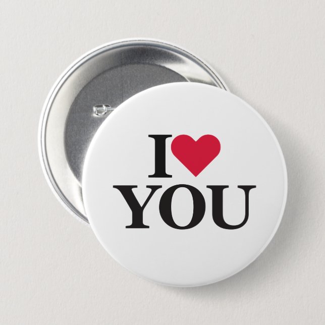 I Love You Button Pin – Romantic Gift, Cute  (Front & Back)