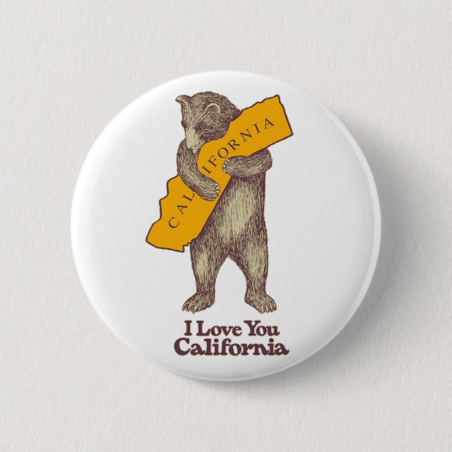 I Love You California 6 Cm Round Badge (Front)