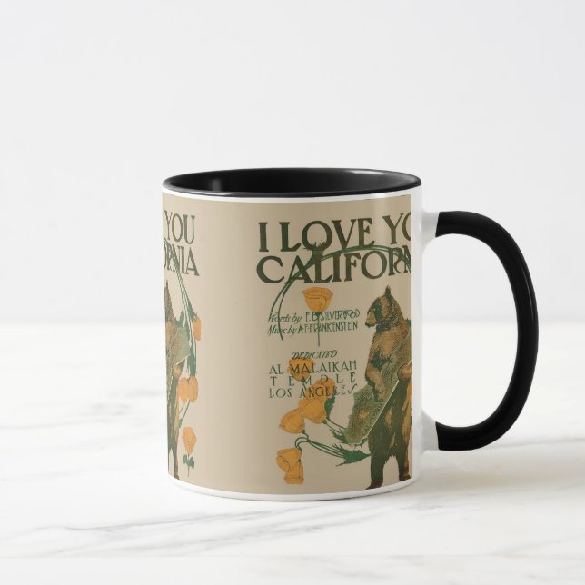 I love you California Bear 11 oz Ringer Mug (Right)