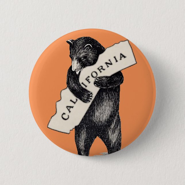 I Love You California Bear Hug 6 Cm Round Badge (Front)