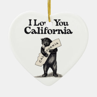 I Love You California Bear Hug Ceramic Tree Decoration