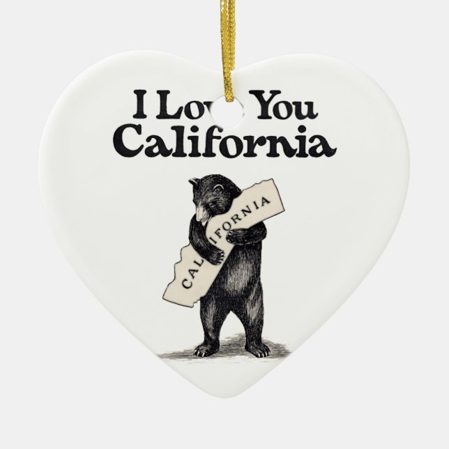 I Love You California Bear Hug Ceramic Tree Decoration (Front)