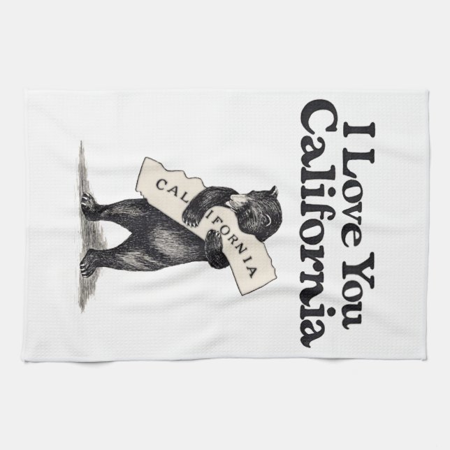 I Love You California Bear Hug Tea Towel (Horizontal)
