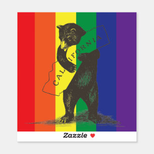 I Love You California Bear Hugging State--Rainbow