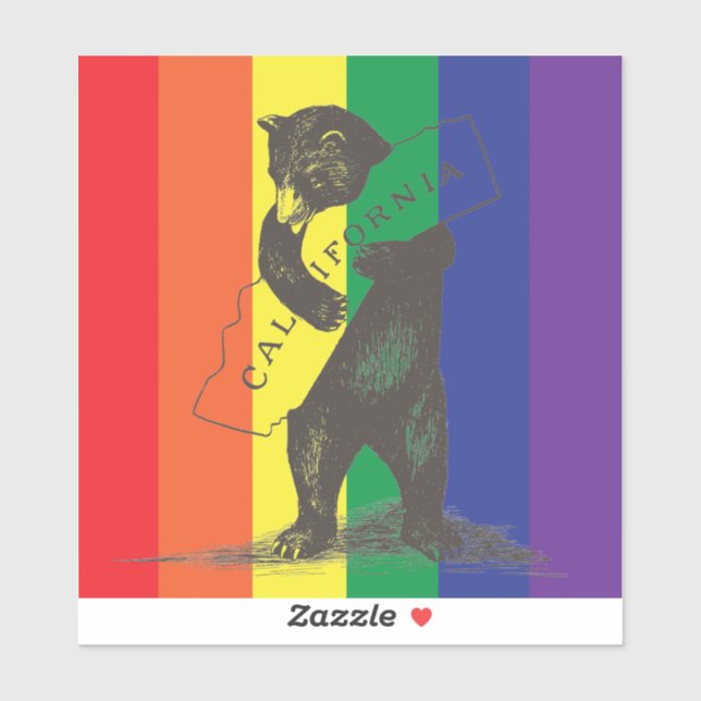 I Love You California Bear Hugging State--Rainbow (Sheet)