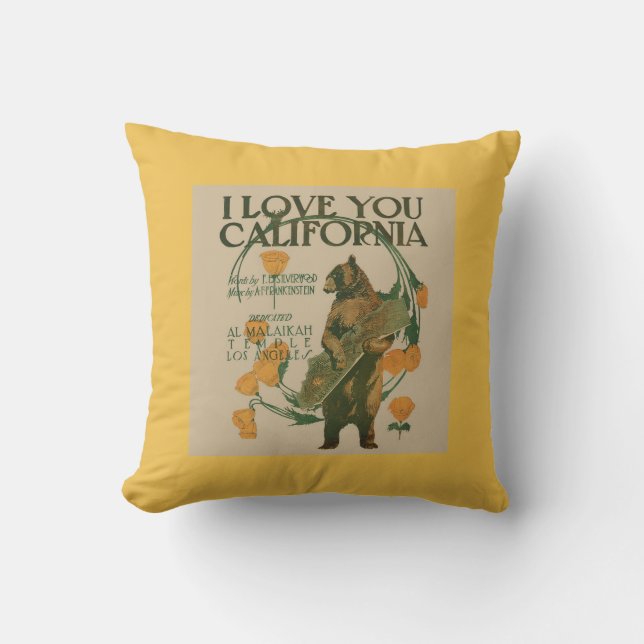 I Love You California Bear Throw Pillow 16 x 16 (Front)