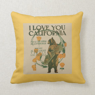 I Love You California Bear Throw Pillow 16 x 16