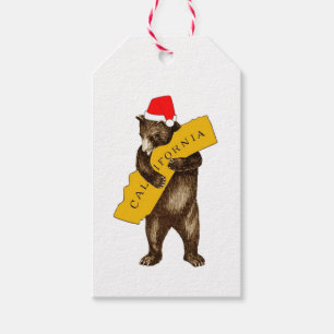 I Love You California Bear with Santa Hat Gift Tags