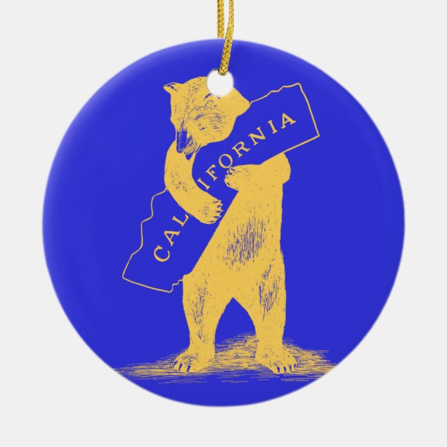 I Love You California--Blue and Gold Ceramic Tree Decoration (Front)