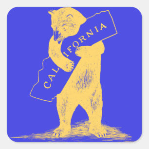 I Love You California--Blue and Gold Square Sticker
