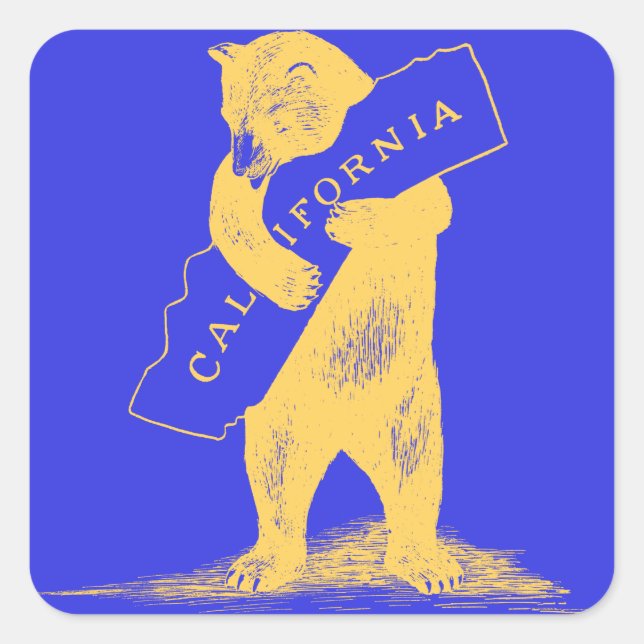 I Love You California--Blue and Gold Square Sticker (Front)