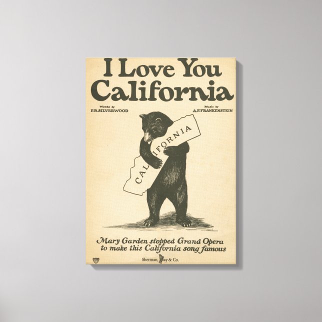 I Love You California Canvas Print (Front)