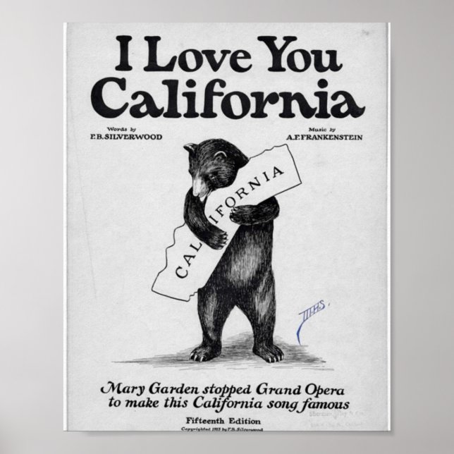 I Love You California Sheet Music Poster (Front)