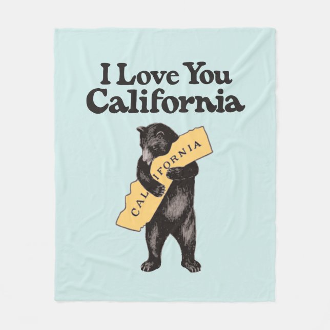 I Love You, California Vintage Illustration Fleece Blanket (Front)