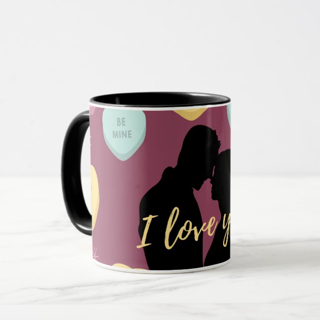 I Love You Candy Hearts Couple Mug (Front Left)