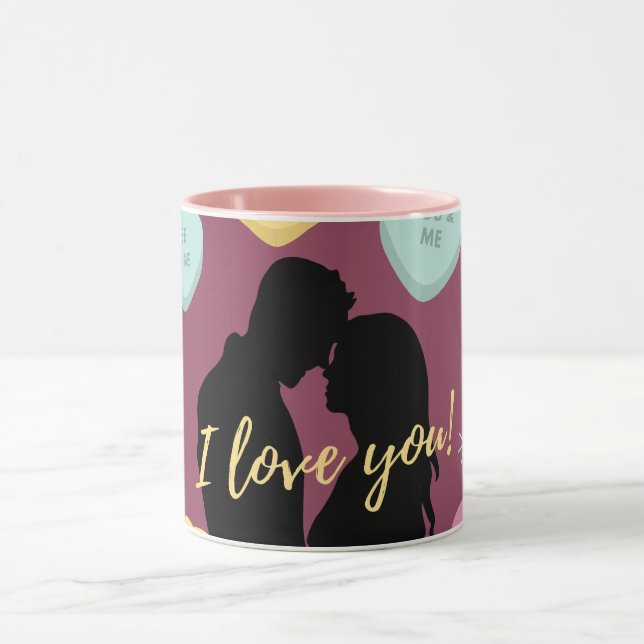 I Love You Candy Hearts Couple Valentine's Day  Mug (Center)