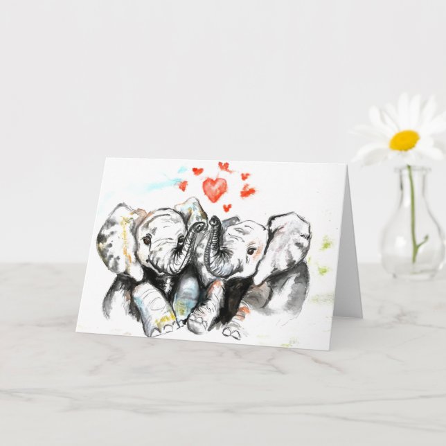 I Love You Card Elephants Romantic Love (Small Plant)