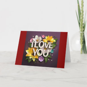 I love you card flowers love card Valentine's