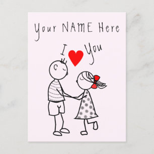 I Love You Card Love Couple - Custom Text Name