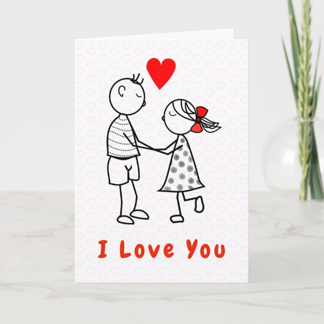 I Love You Card Romantic Couple - Your Text Name (Front)